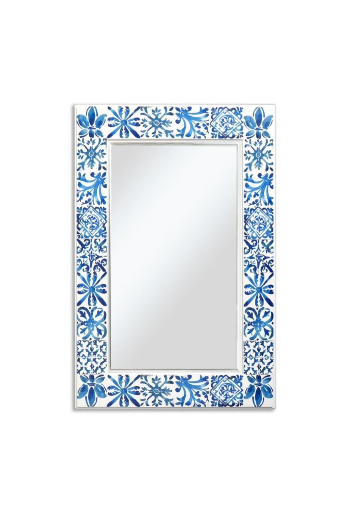 Anadolia Iznik Çini Motifli Beyaz Ayna