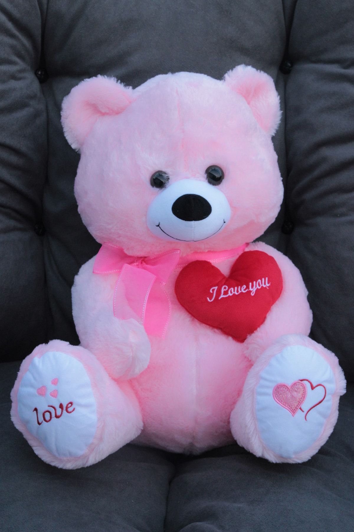 moryconcept Sevimli Pembe Peluş Ayıcık Kalpli 50 Cm Kaliteli Sevgiliye Hediye