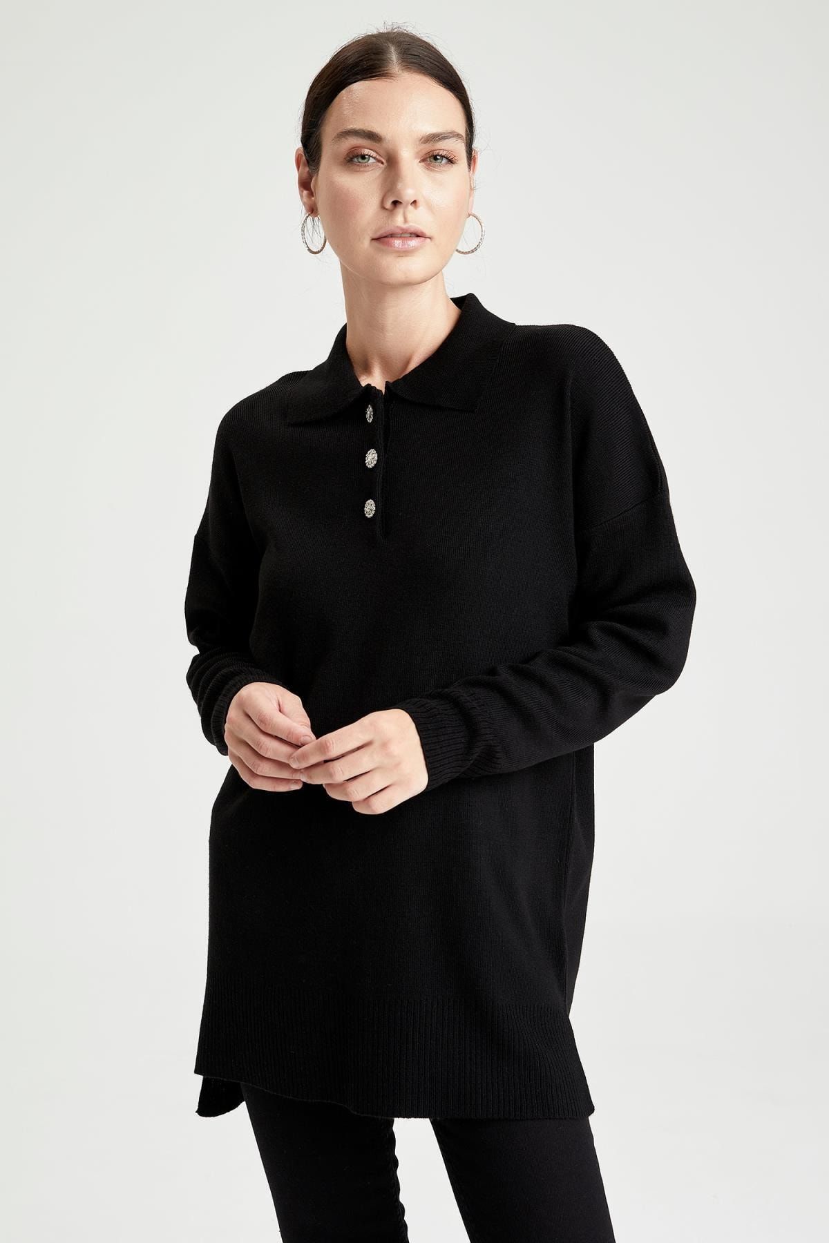 DeFacto Regular Fit Polo Yaka Triko Tunik
