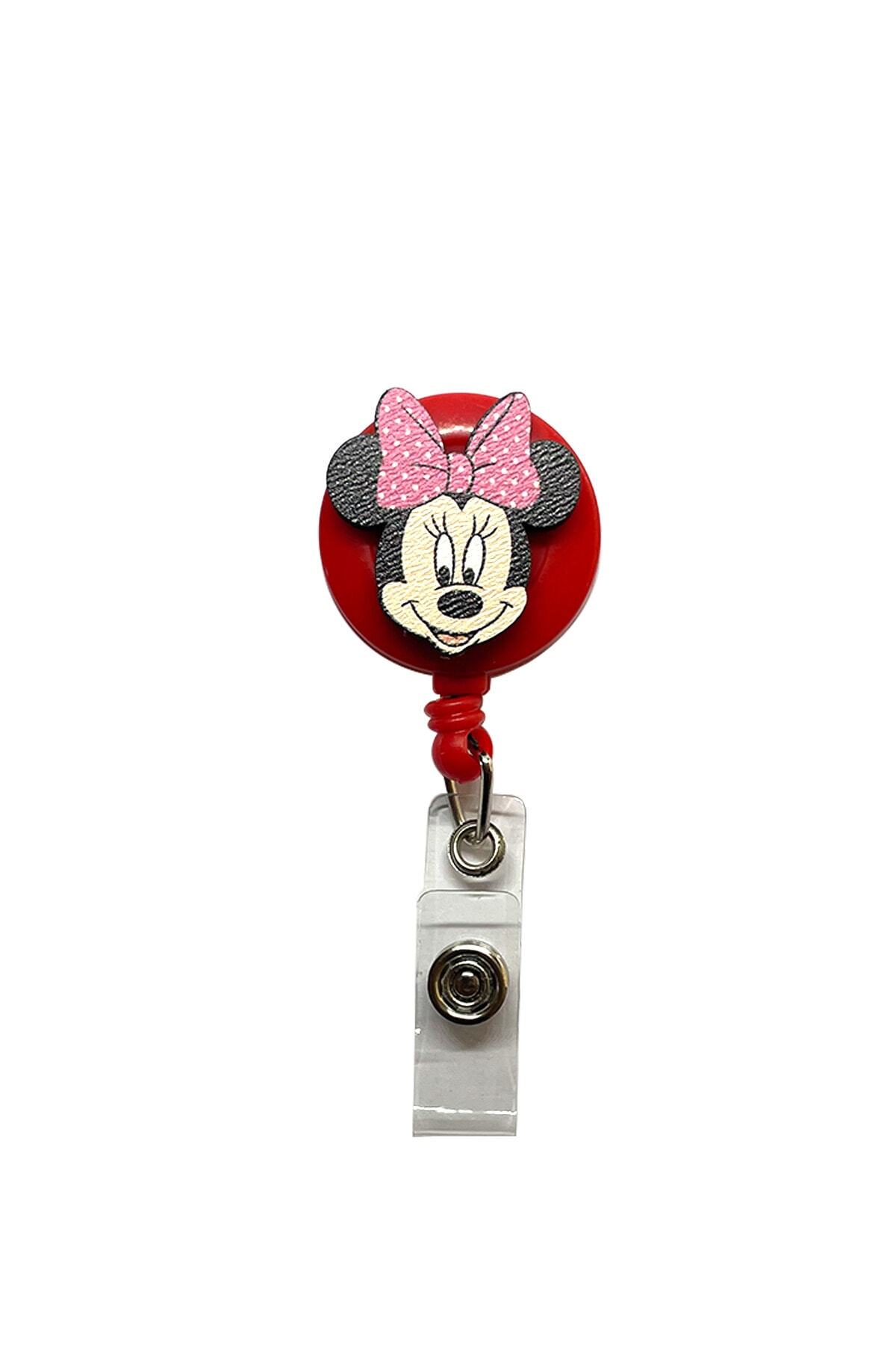 StormiStoretr Pembe Puantiyeli Minnie Mouse Yoyo Yaka Kartılığı