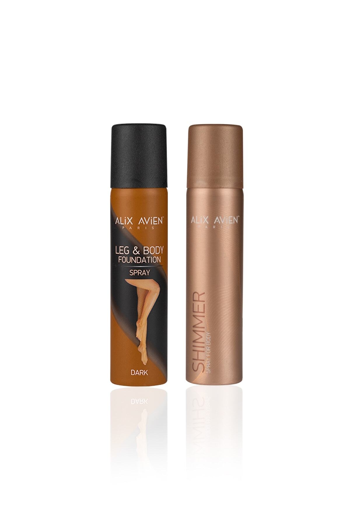Alix Avien Bacak Fondöteni Ve Işıltılı Vücut Spreyi 2'li Set - Leg&body Spray Dark Shimmer Spray For Body