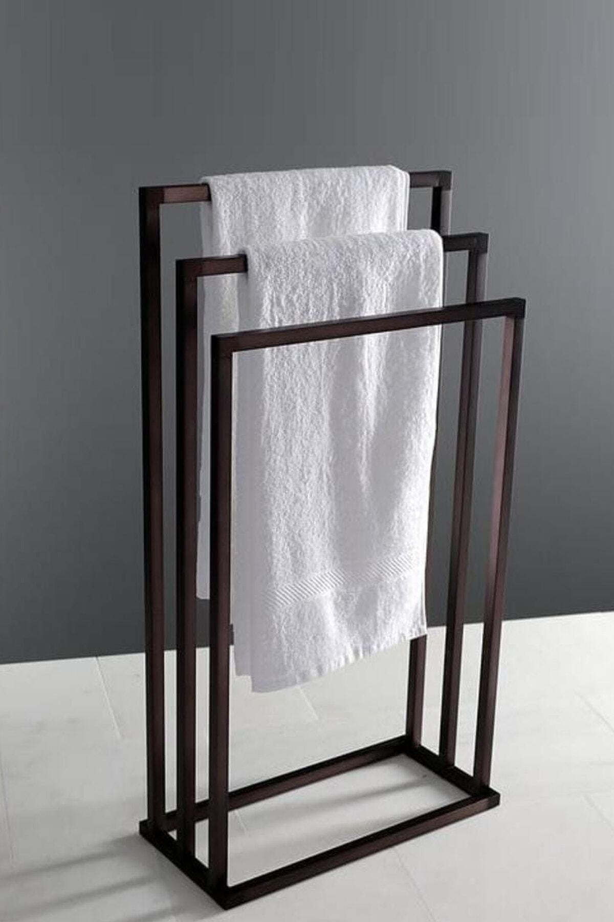 3art Metal Üçlü Set Ayaklı Metal Havluluk - Dekoratif Ayaklı Askılık