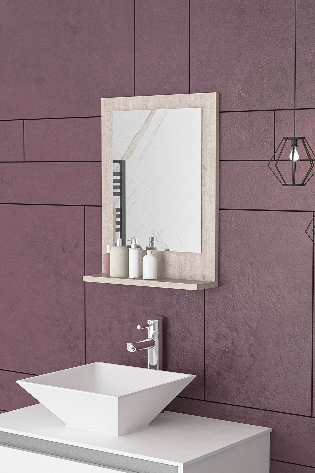 bluecape Verona 45x60cm Lizbon Raflı Dresuar Hol Koridor Duvar Salon Banyo Wc Ofis Çocuk Yatak Odası Boy Ayna