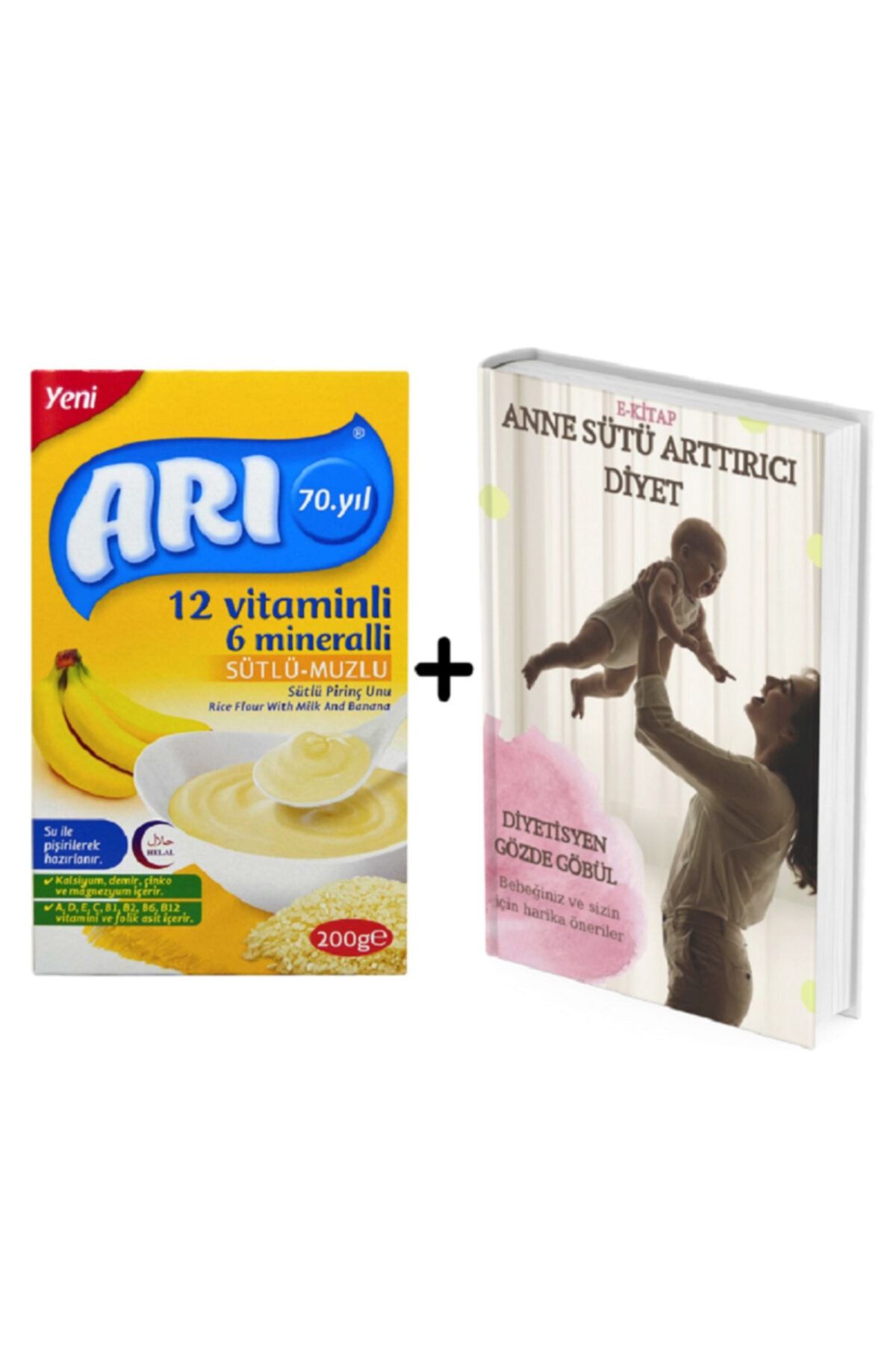 Arı Mama Sütlü Muzlu Kaşık Maması 200gr + Anne Sütü Arttırıcı Beslenme E-kitabı