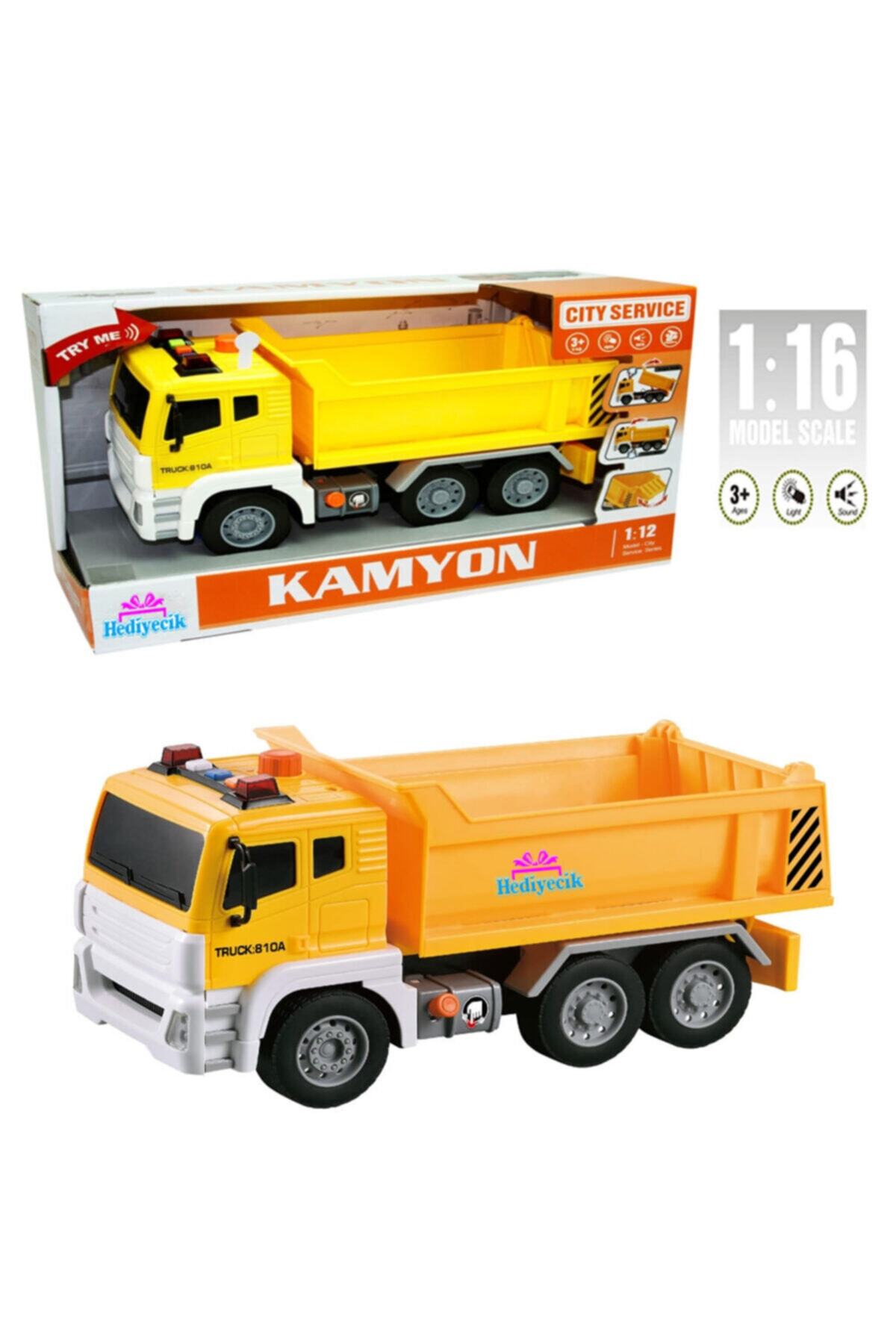 hediyecik Oyuncak 1:12 Sesli Ve Işıklı Damperli Inşaat Kamyonu