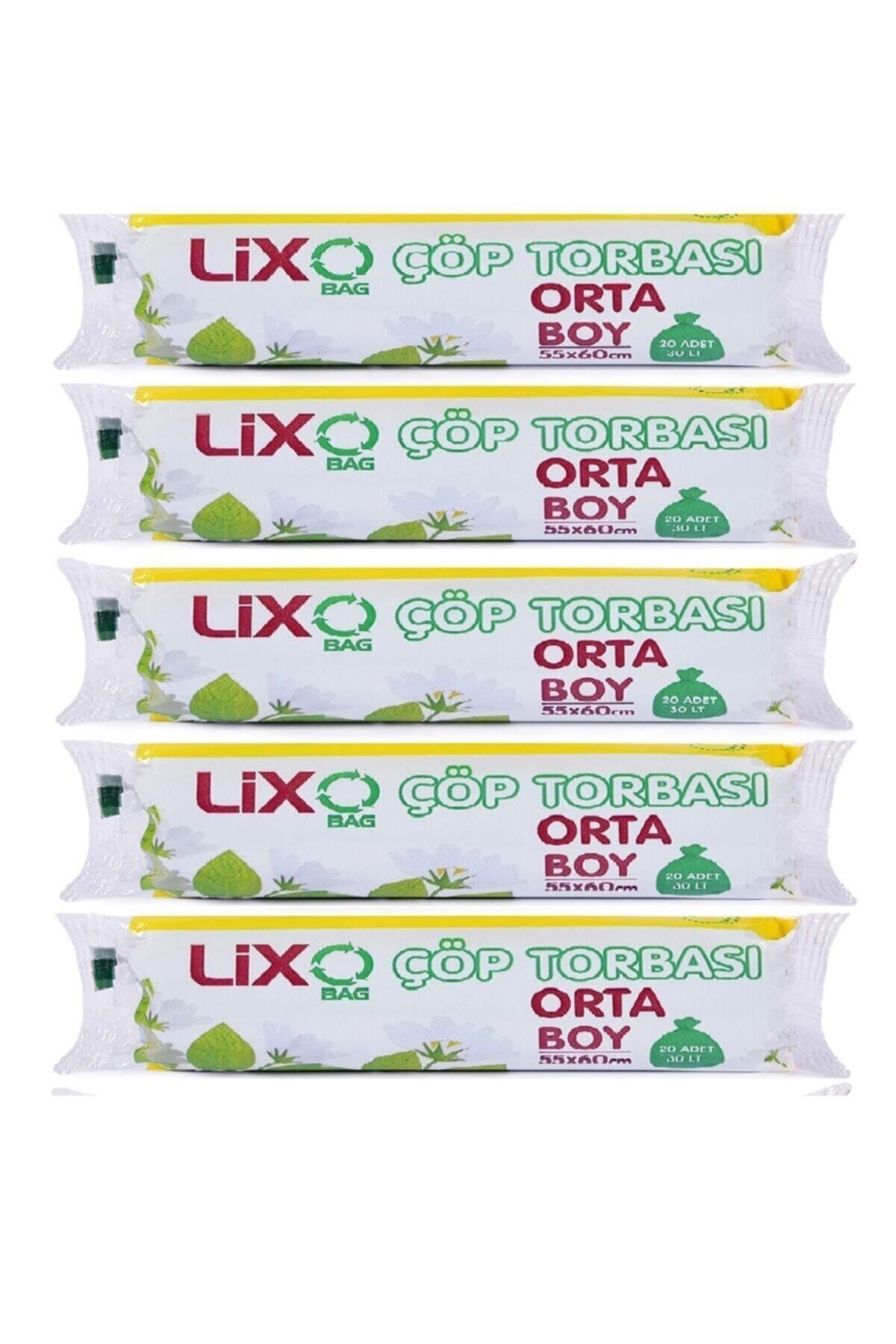 LİXO ÇÖP POŞETLERİ Lixo Orta Boy Çöp Poşet 5*20= 100 Adet 55x60 Cm
