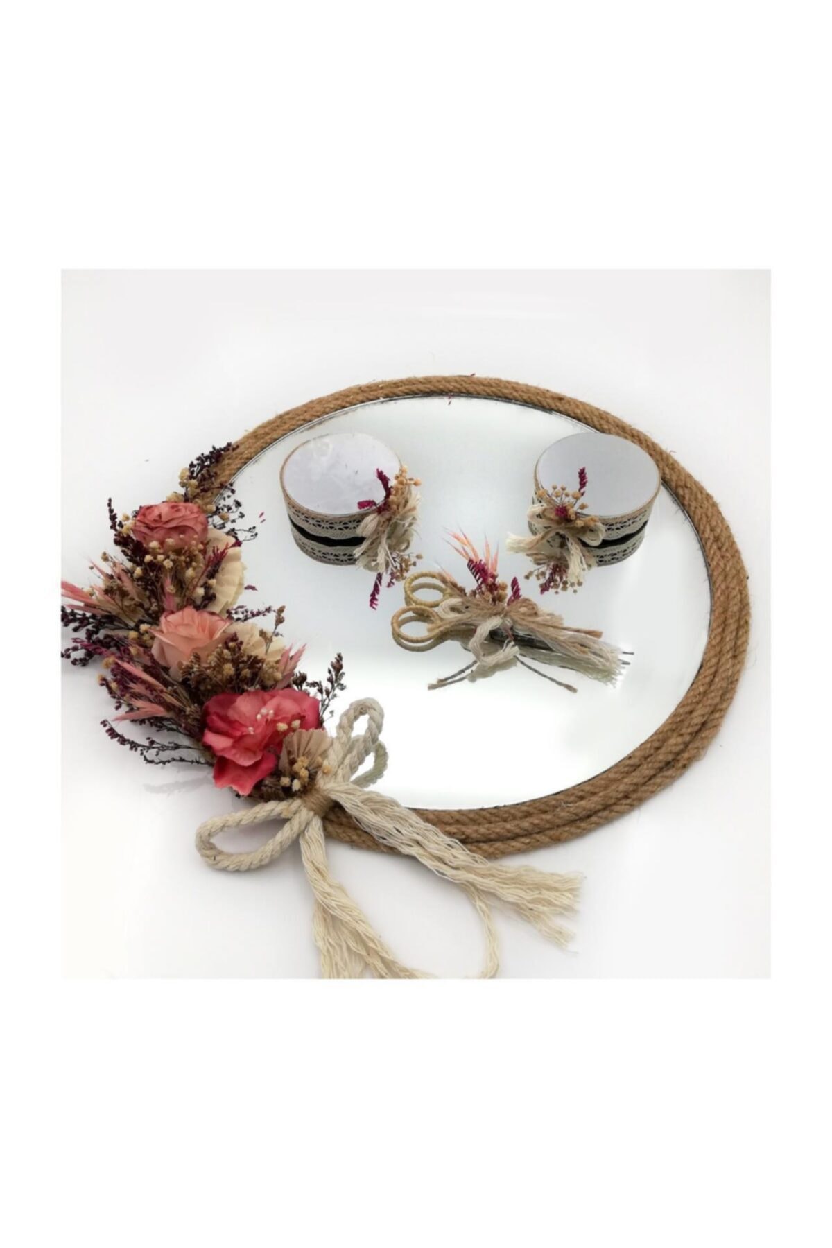 Lora Davet Söz Nişan Yüzük Tepsisi Yuvarlak - Pembe 54064