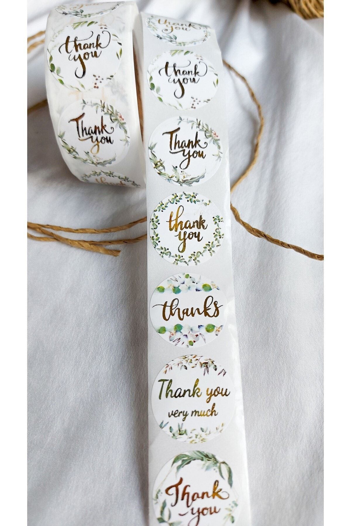 Çikoleyt Design Yapışkanlı Etiket - Thank You Yapraklı (2,5 Cm) 50 Adet