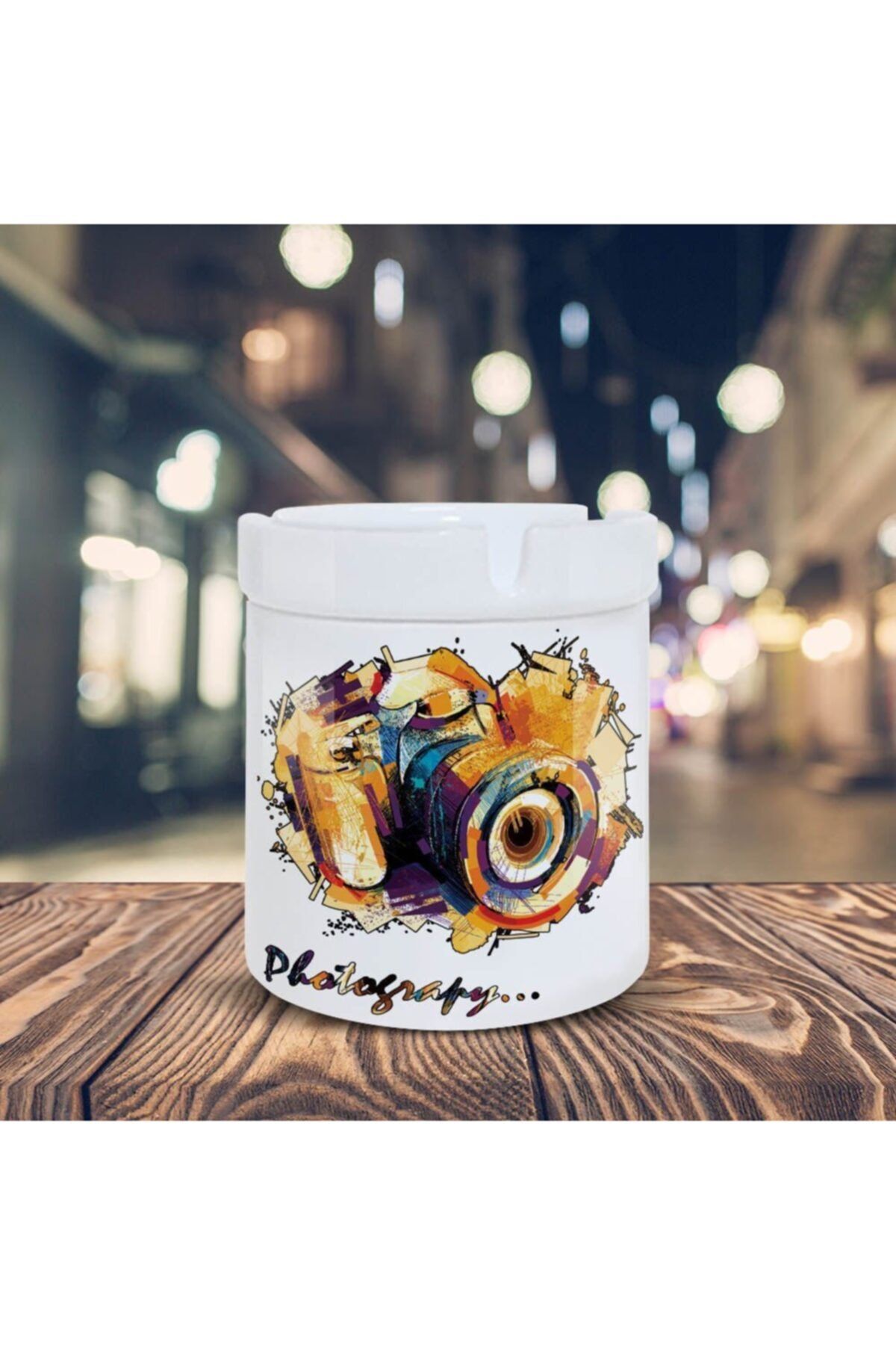 Asilmeydan Photograpy Renkli Çizim Baskılı Küllük Kül Tablası -33155