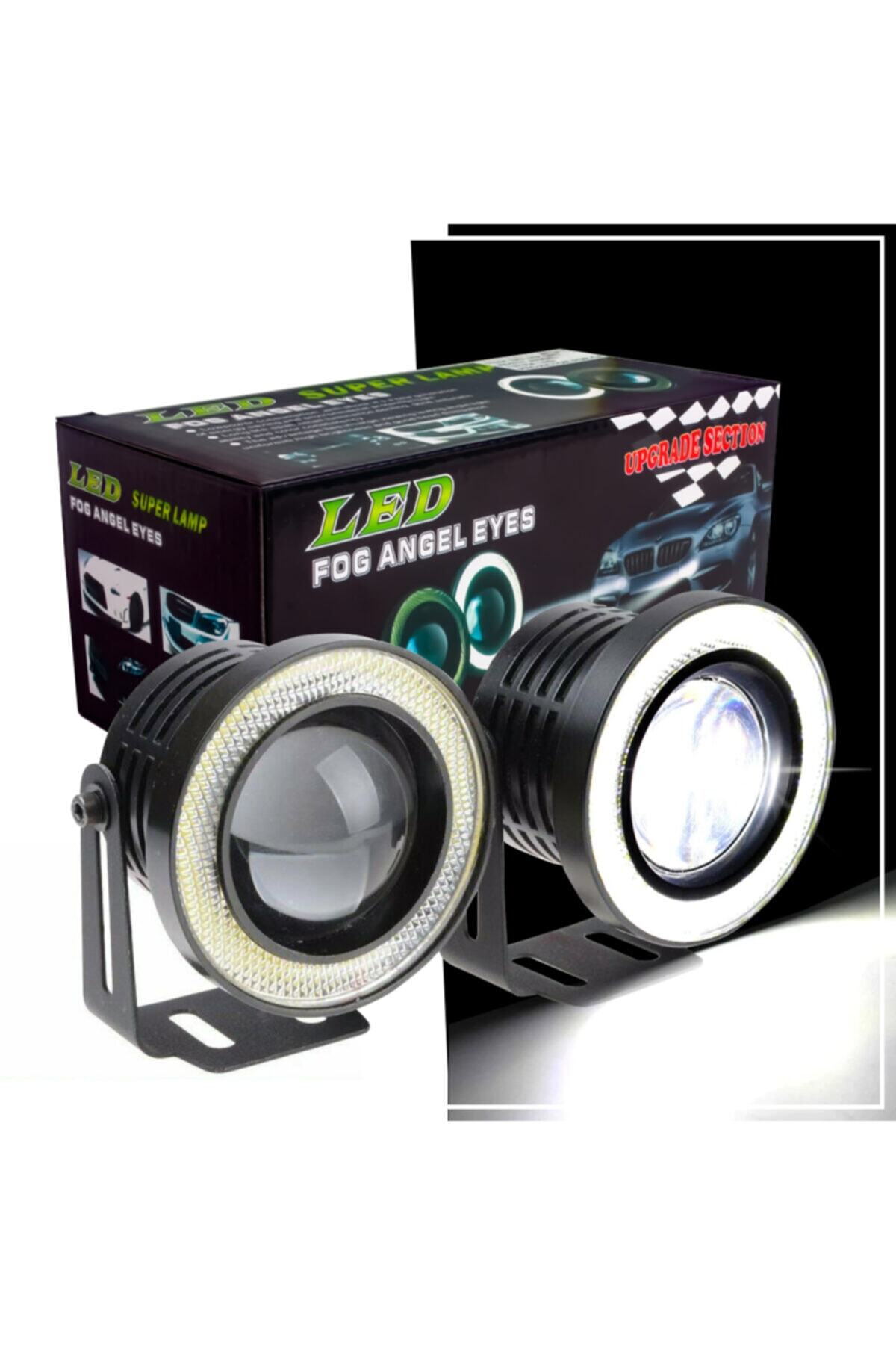 Waxen Universal Mercekli Angel Led Halkalı Beyaz Sis Farı Metal Gövde 76mm