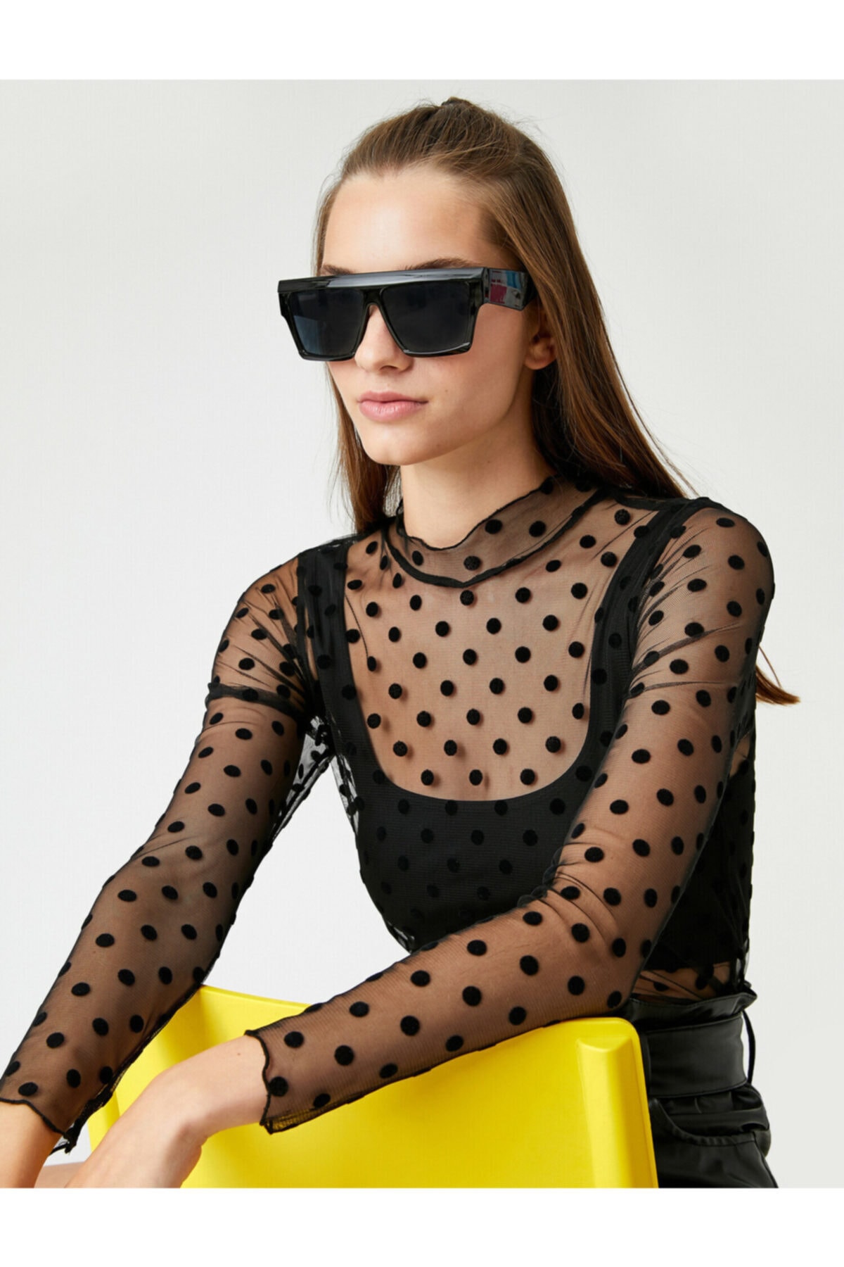 Koton Puantiyeli Uzun Kollu Tül Tişört