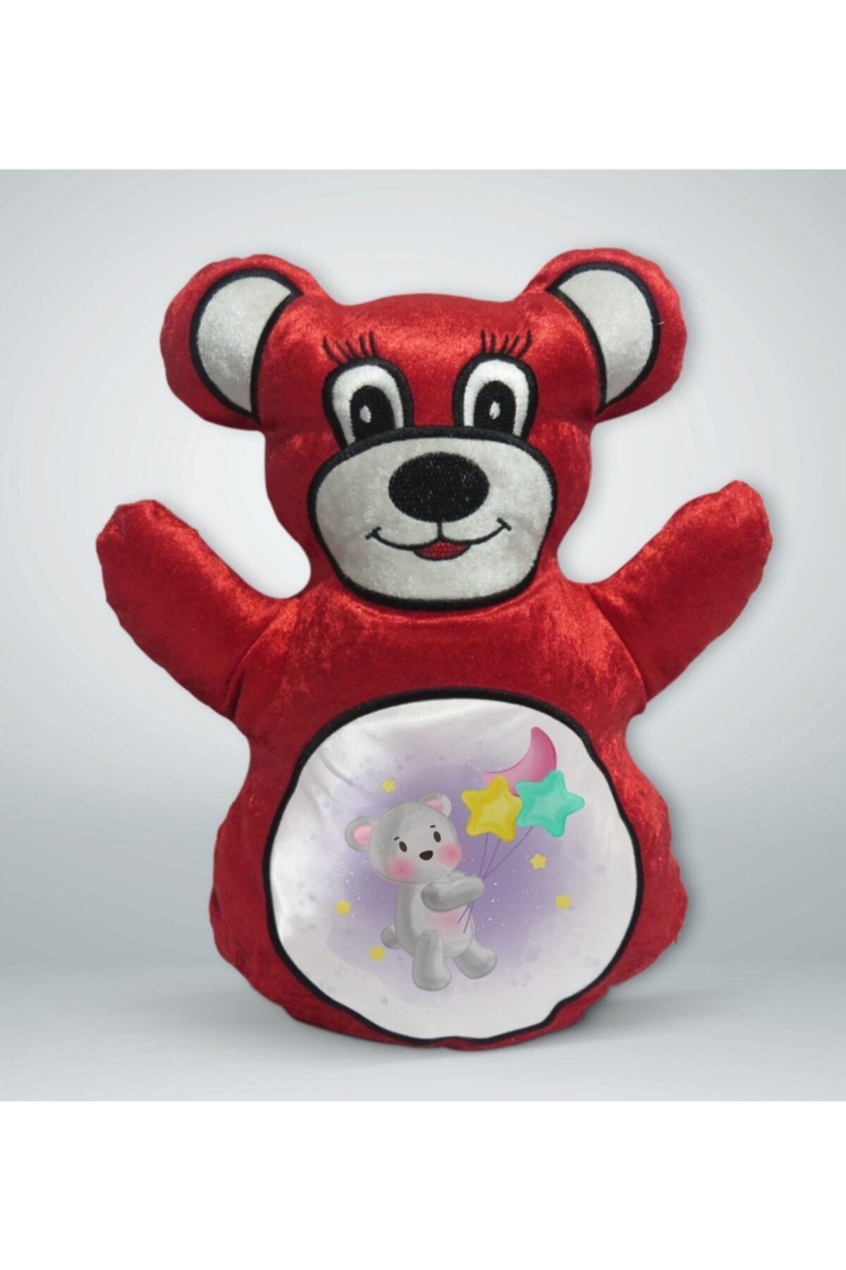 BK Gift Tatlı Ayıcık Tasarımlı Kırmızı Ayıcık Yastık-1
