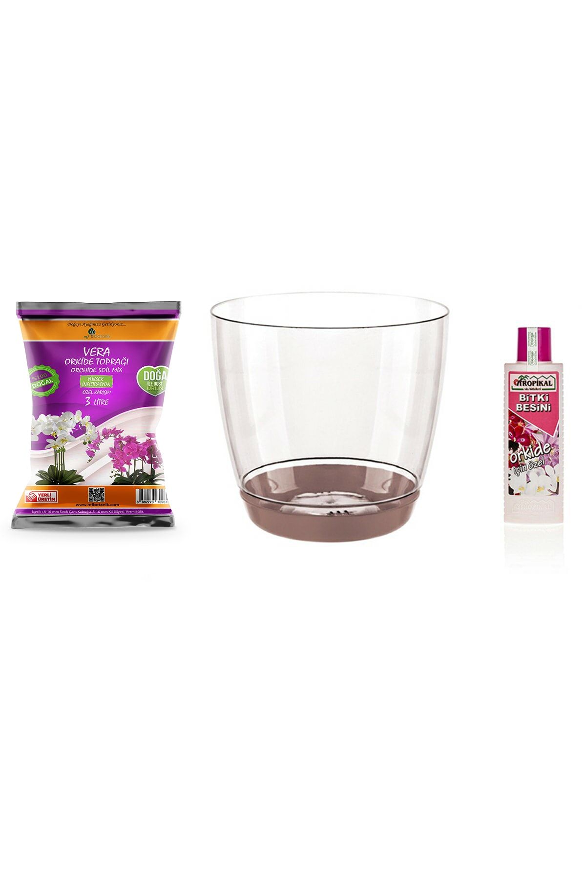 MF Botanik 1,5 Lt Orkide Saksı 14 Cm - 3 Lt Orkide Toprağı - 225 ml Sıvı Besin