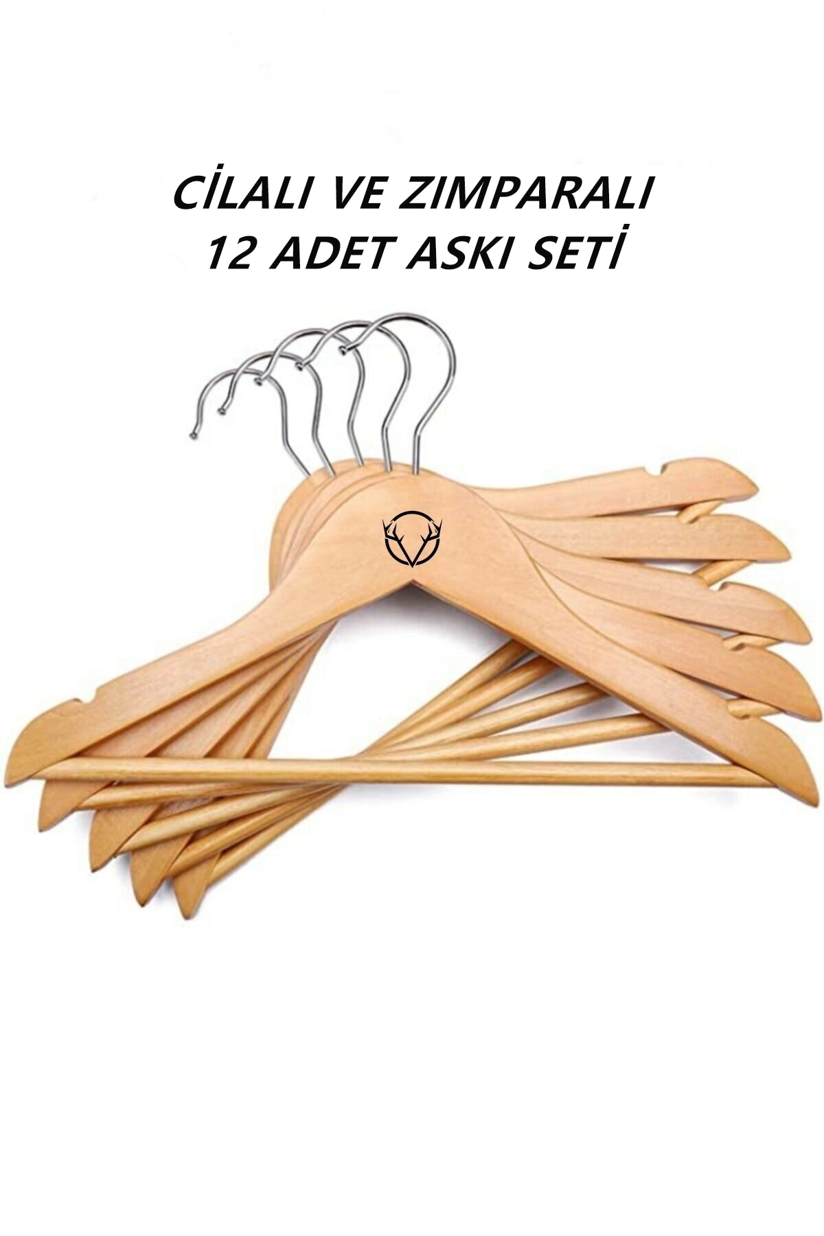 ESY LİNE Ahşap Elbise Askısı 12'li Set