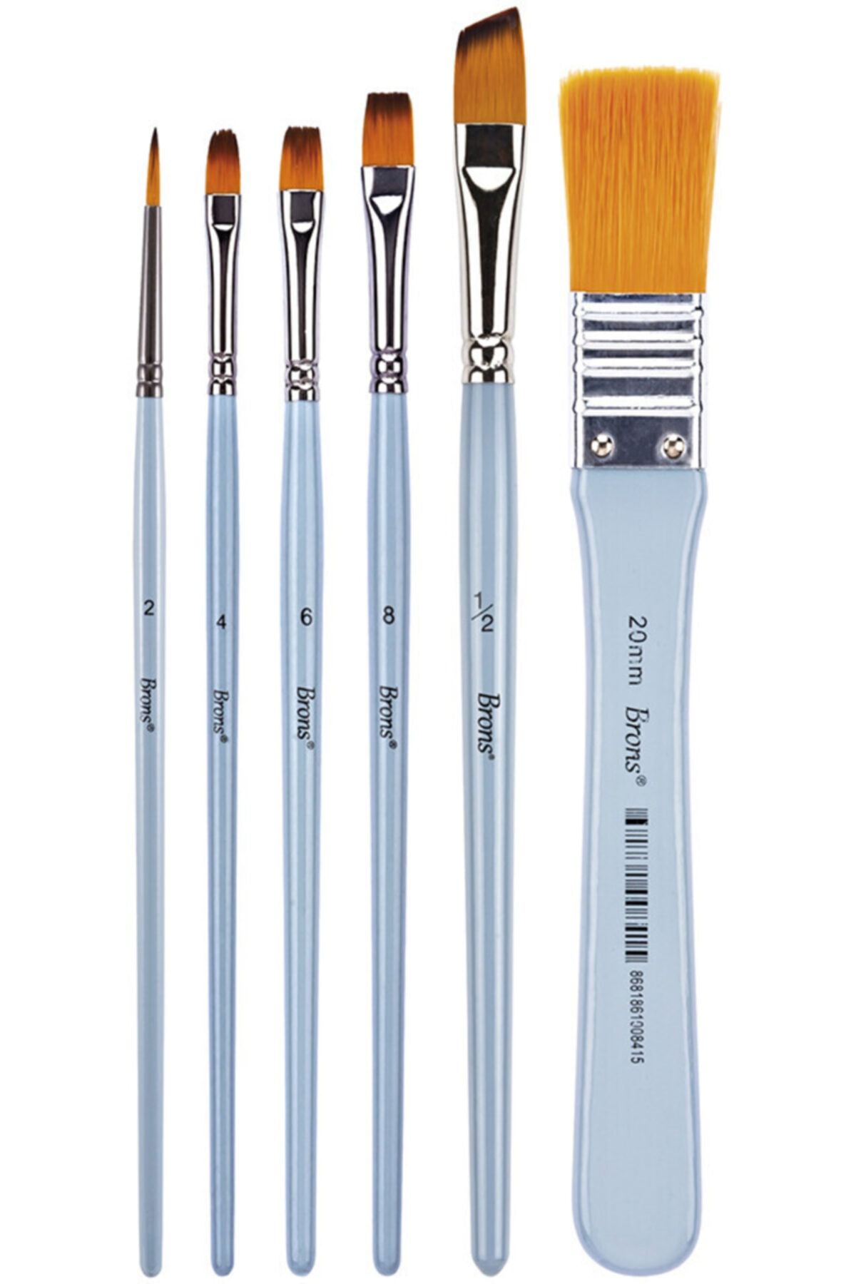 Brons Blister Fırça Set 1 (123-2 200-4 200f-6-8 725-13 425-30mm Kısa Sap Br-2200