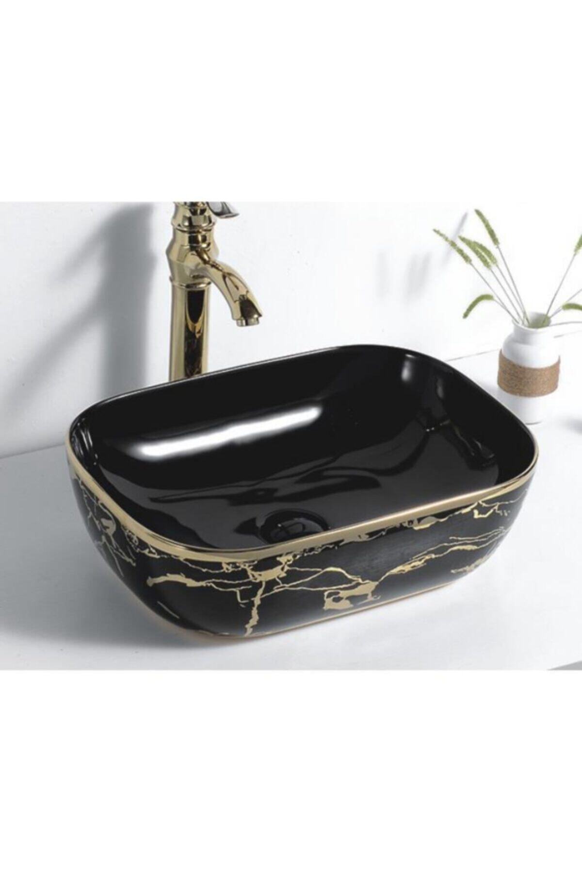 Aqua & Art Gold Siyah Özel Tasarım Çanak Lavabo 8417a-r65