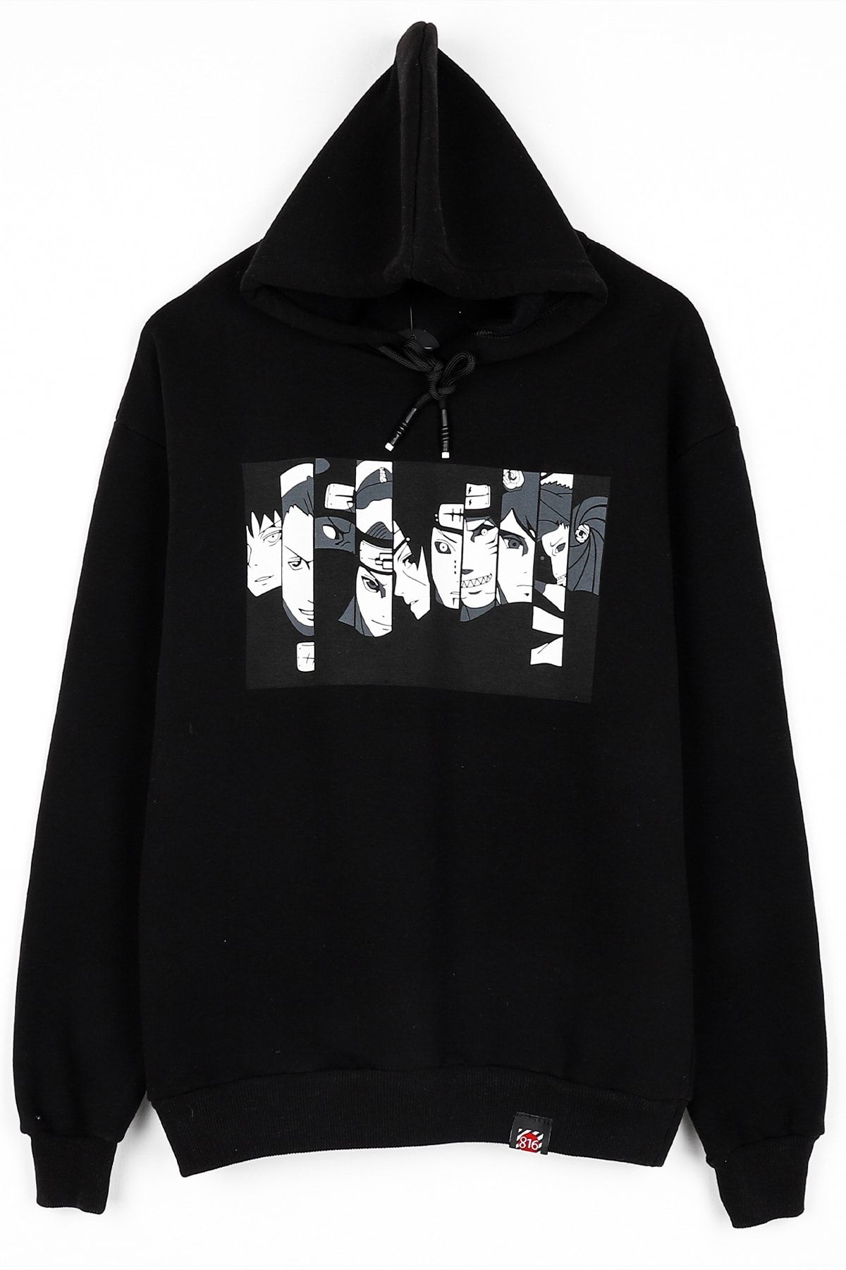 Sekizbiraltı Naruto Baskılı Siyah Oversize Unisex Sweatshirt