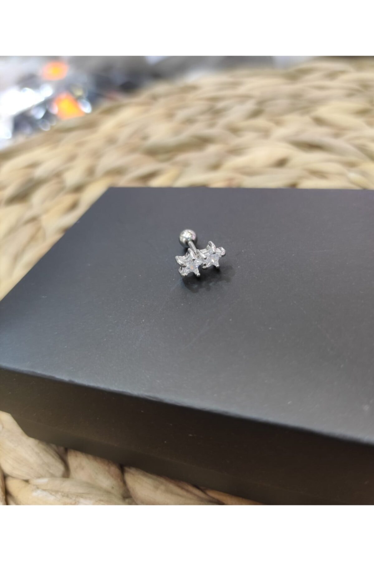 ecrin aksesuar Gümüş Renk Tragus Çelik Piercing Küpe