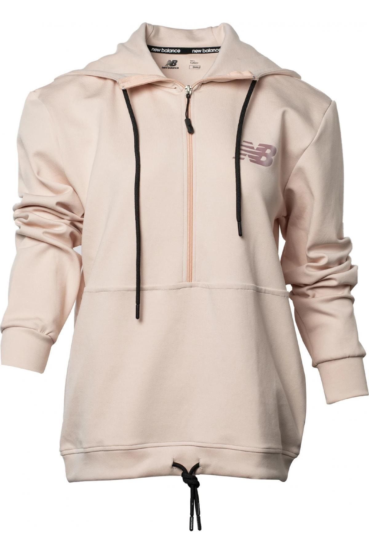 New Balance Wph3128 Nb Womens Lifestyle Hoodie Pudra Kadın Sweatshirt