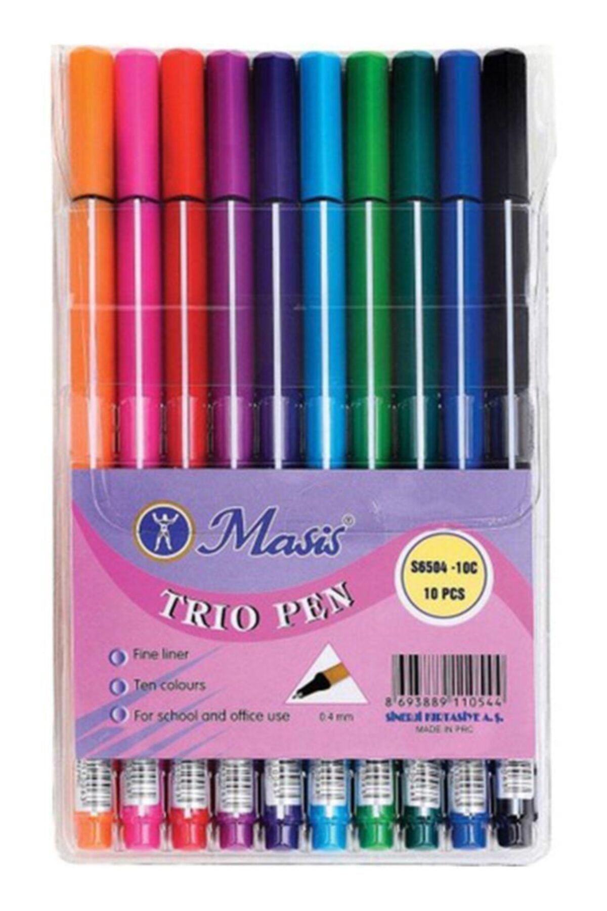 Masis 10 Renk Trıo Pen Finelener 0.4 Mm Uç