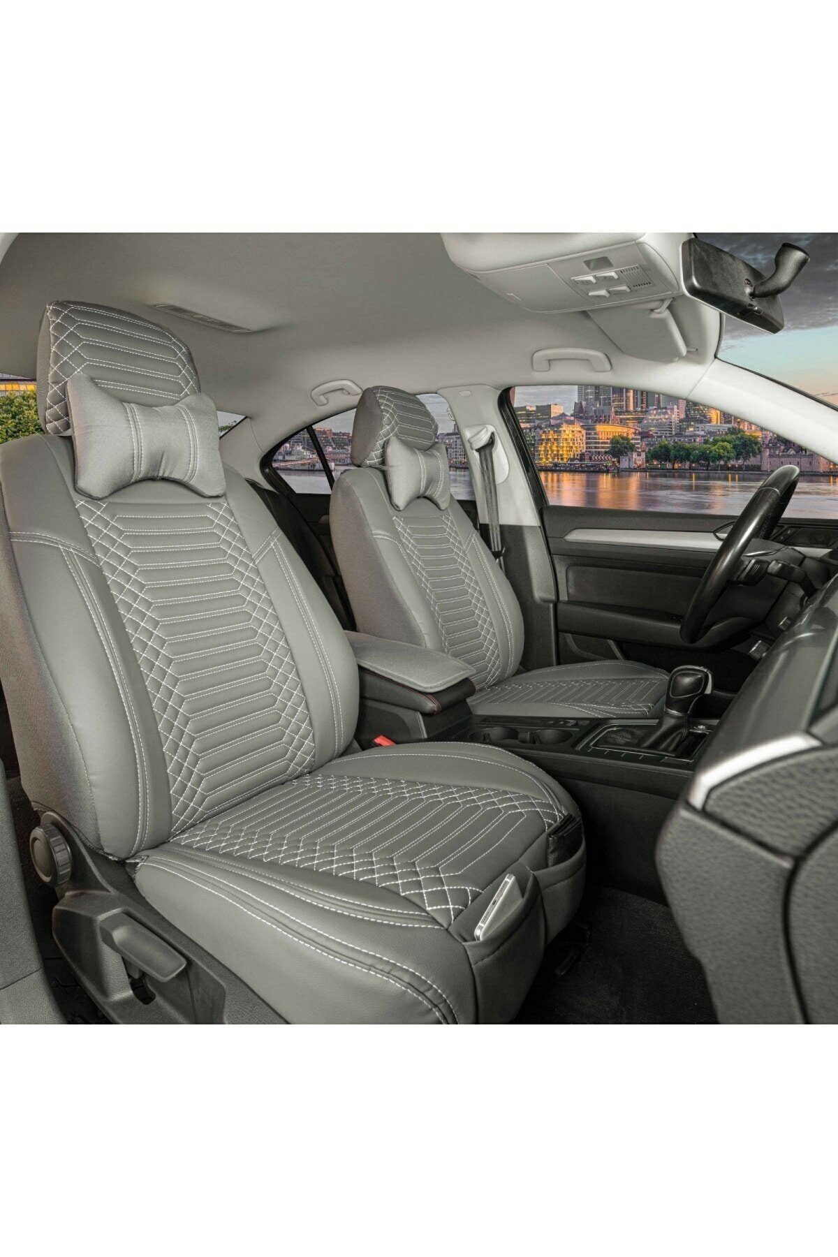 Stil Skoda Fabia Lüks Deri Oto Koltuk Kılıfı Ön/arka Set