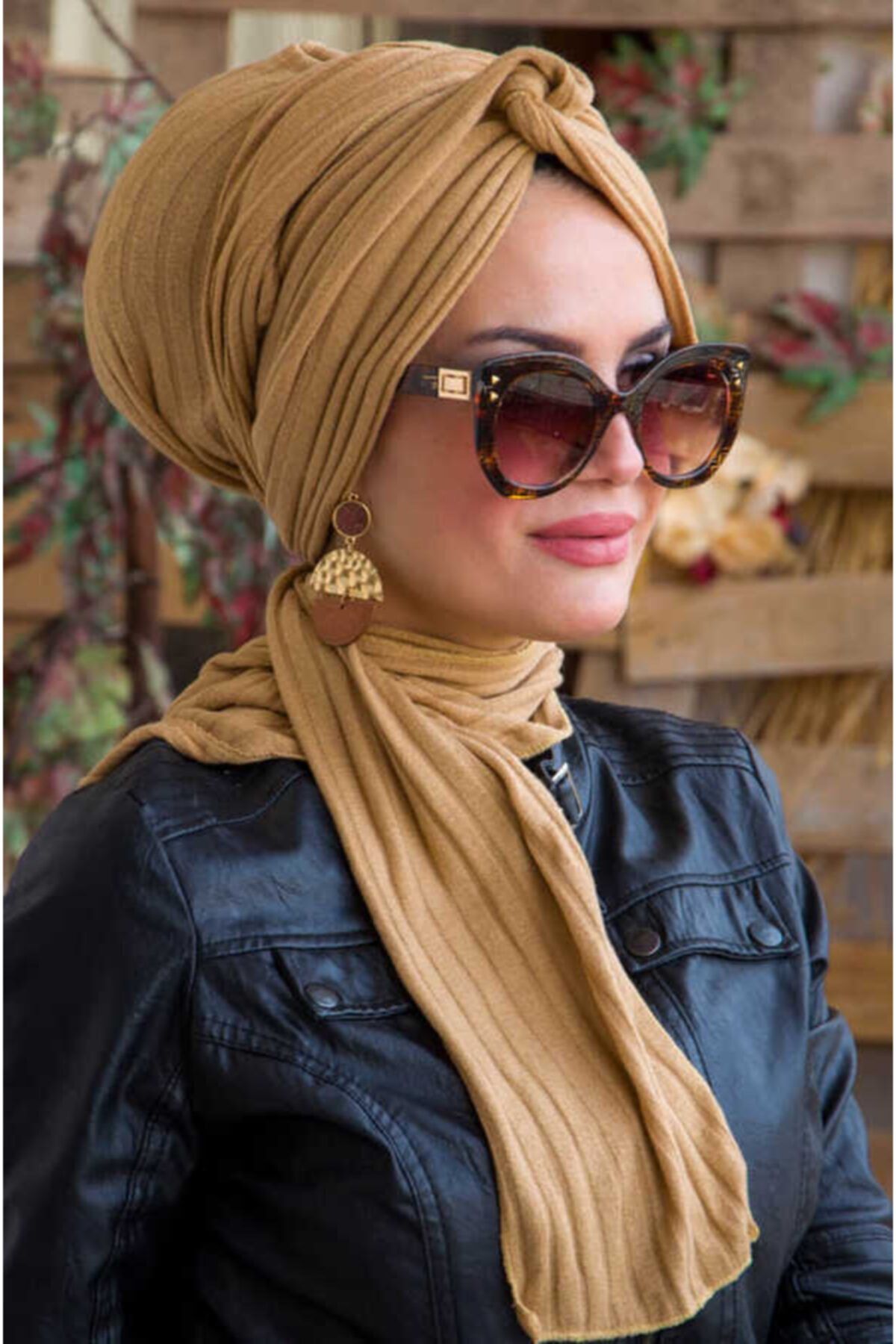 Aişe tesettür Camel Fitilli Zincir Bone