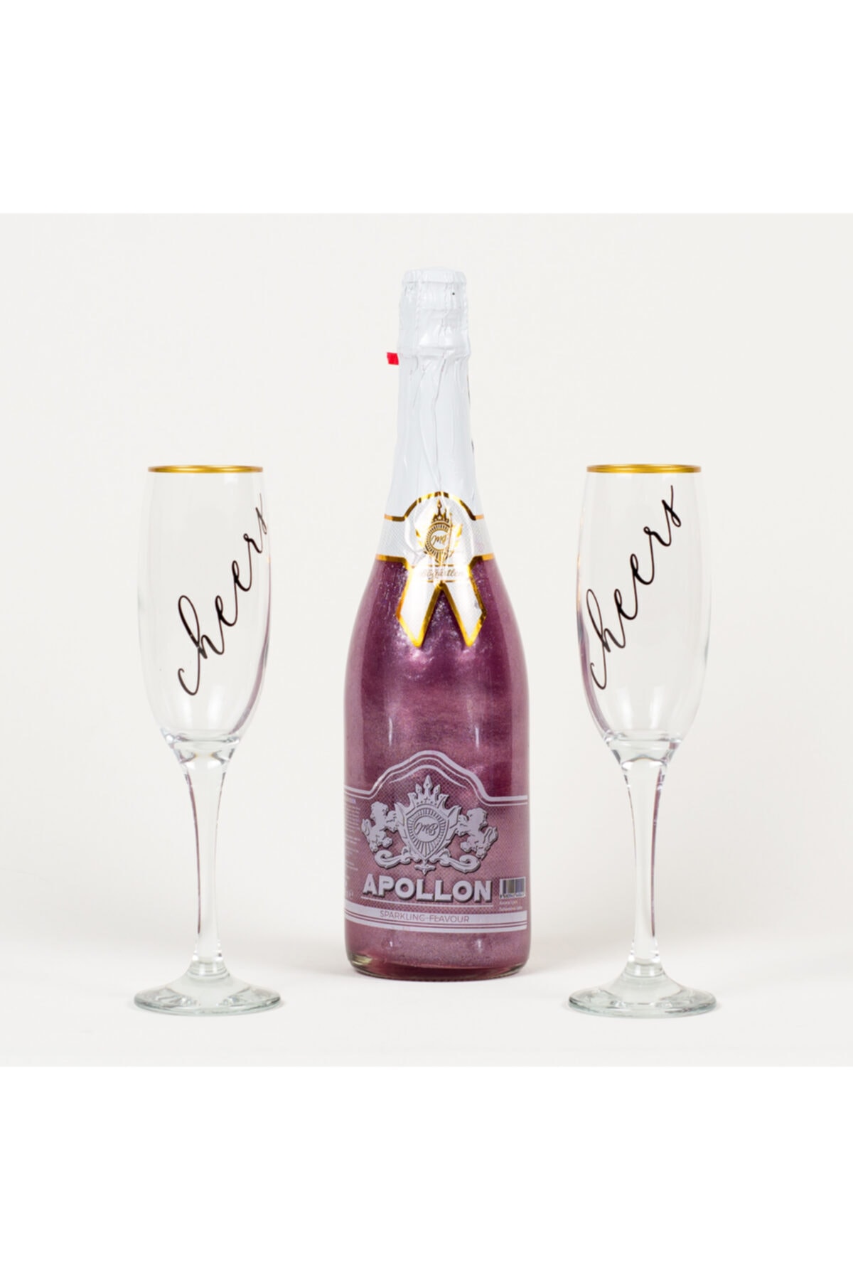 About The Gift Böğürtlen Aromalı Simli Gazlı İçecek Cheers Baskılı ve Kadeh