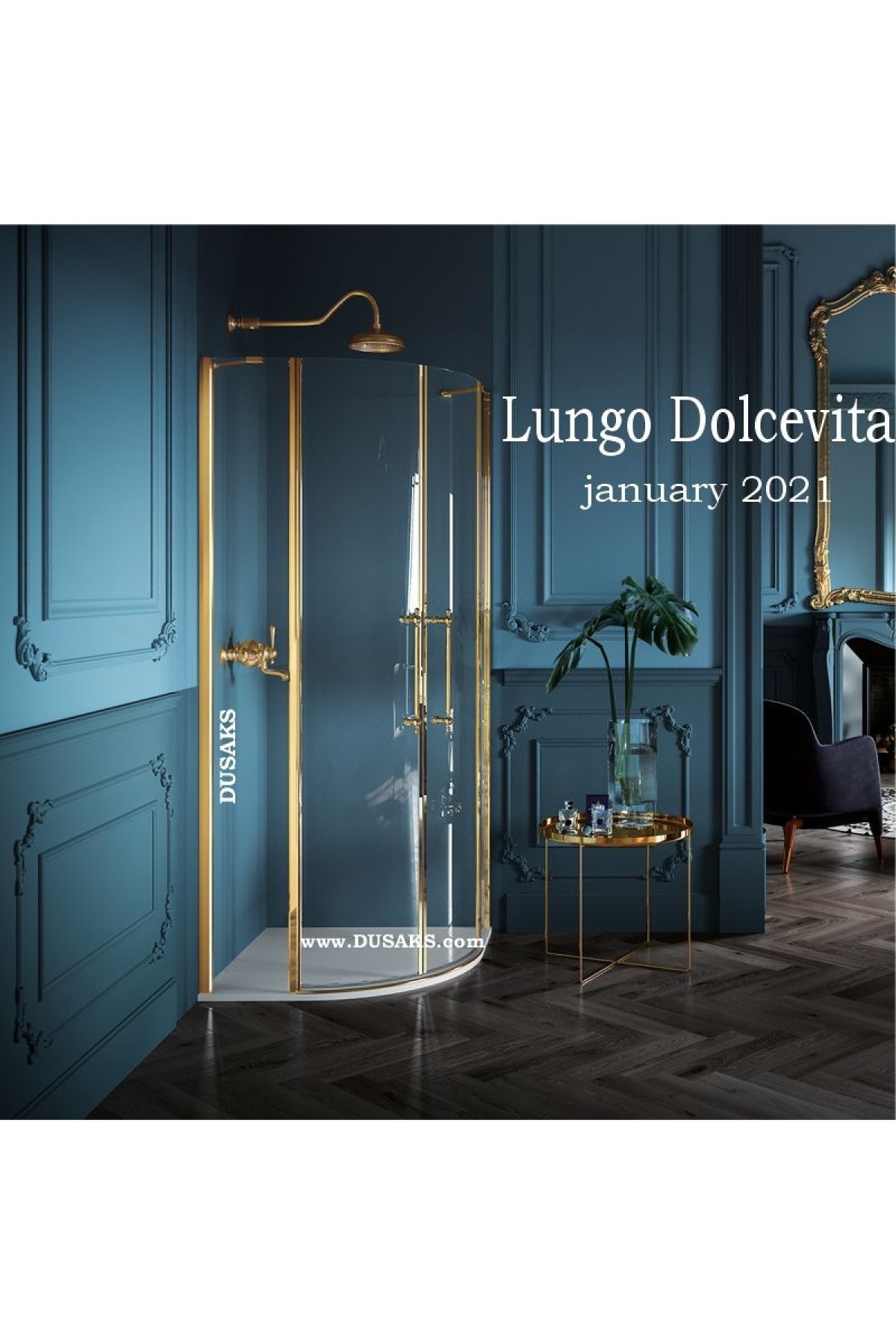 DUSAKS Lungo Dolcevita Gold Oval Menteşeli Duşakabin H 200