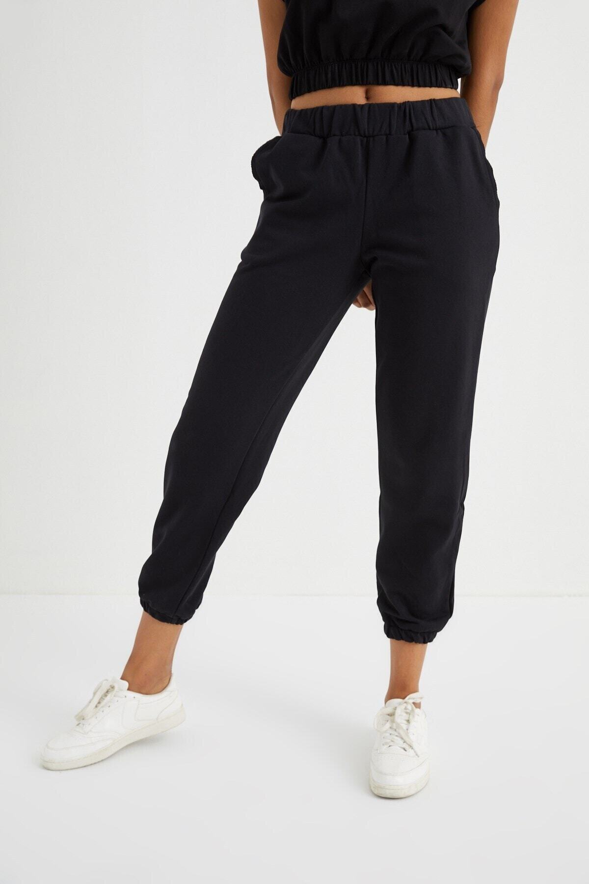 Curly Kadın Siyah Jogger Pantolon