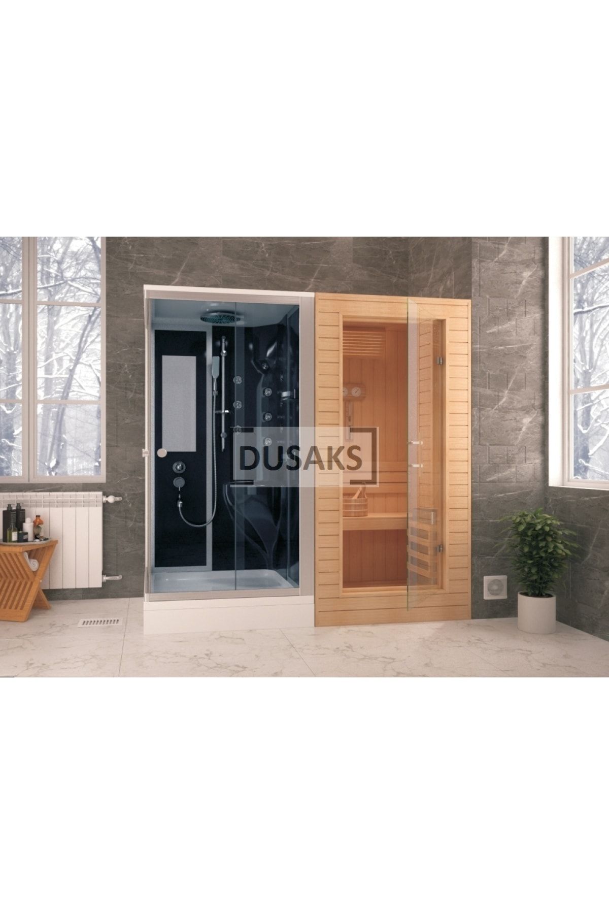 DUSAKS Kare Tekne Üzeri Kompakt Yanı Sauna H 215