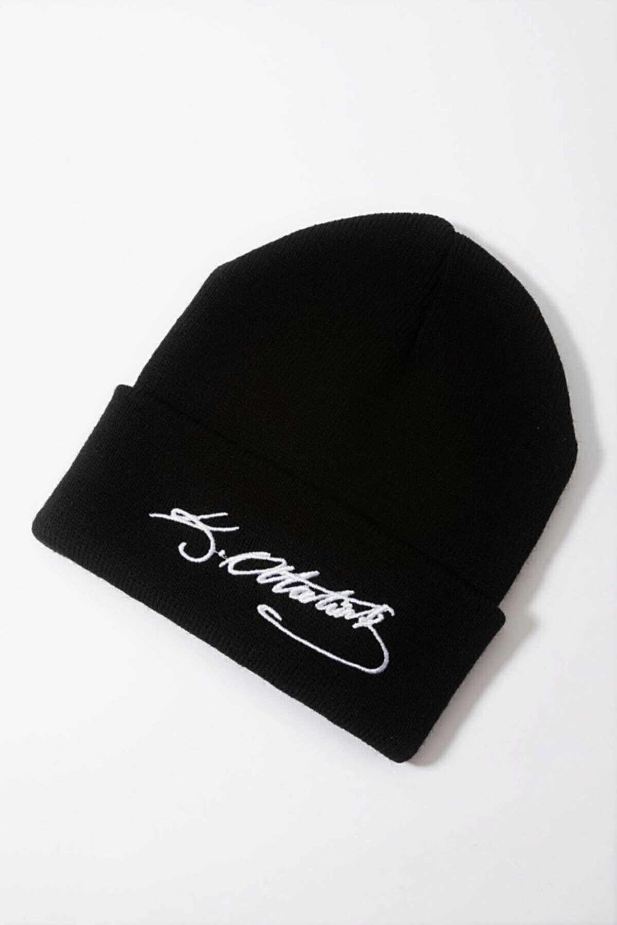 EKstore Unisex Atatürk Imzalı Siyah Bere