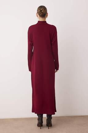 Bordo İnci Aksesuar Detaylı Triko Elbise TCTAW26EB00061 Image 3