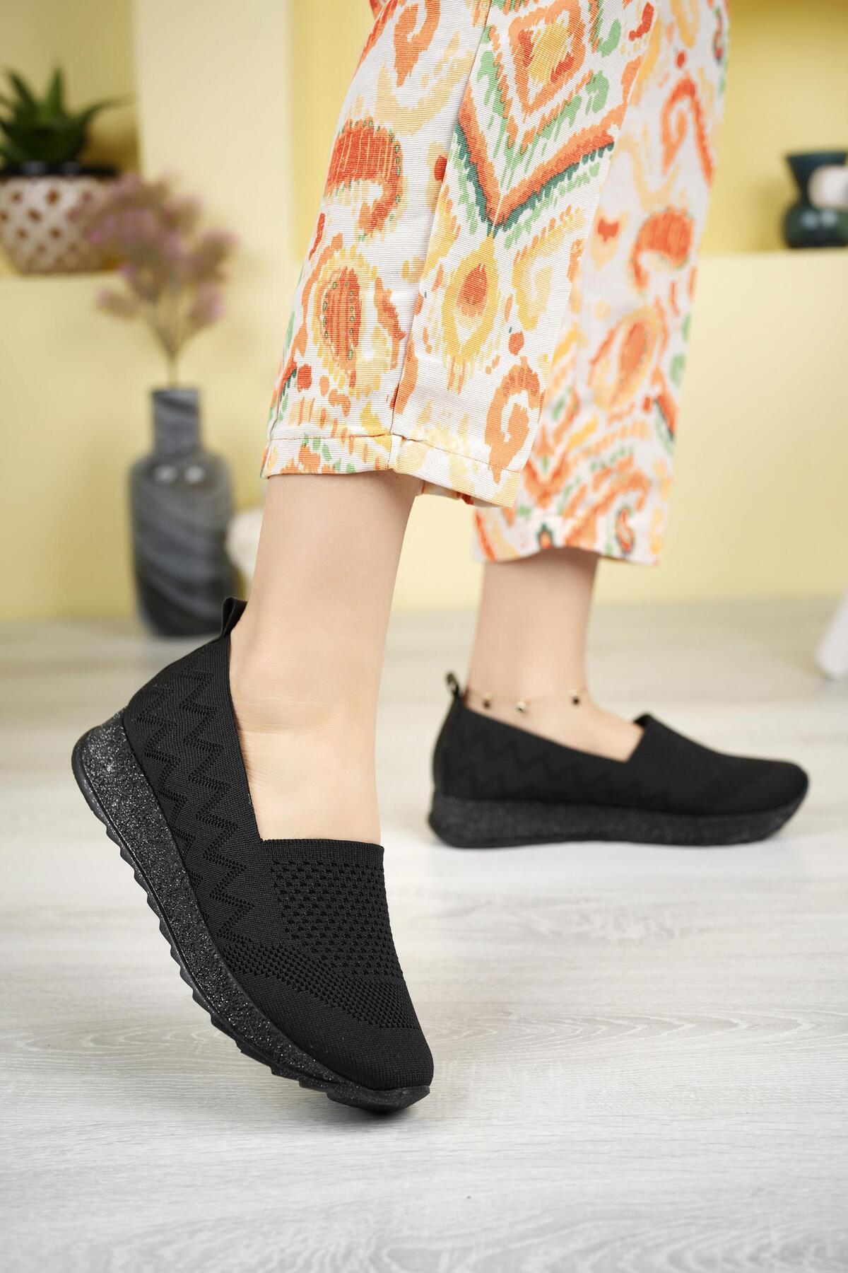 کفش زنانه تابستانی مدل بافتنی مشکی Aky 055