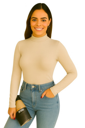 Kadın 4'lü Uzun Kol Body Boğazlı Badi 4 Adet Yarım Balıkçı Yaka Image 2