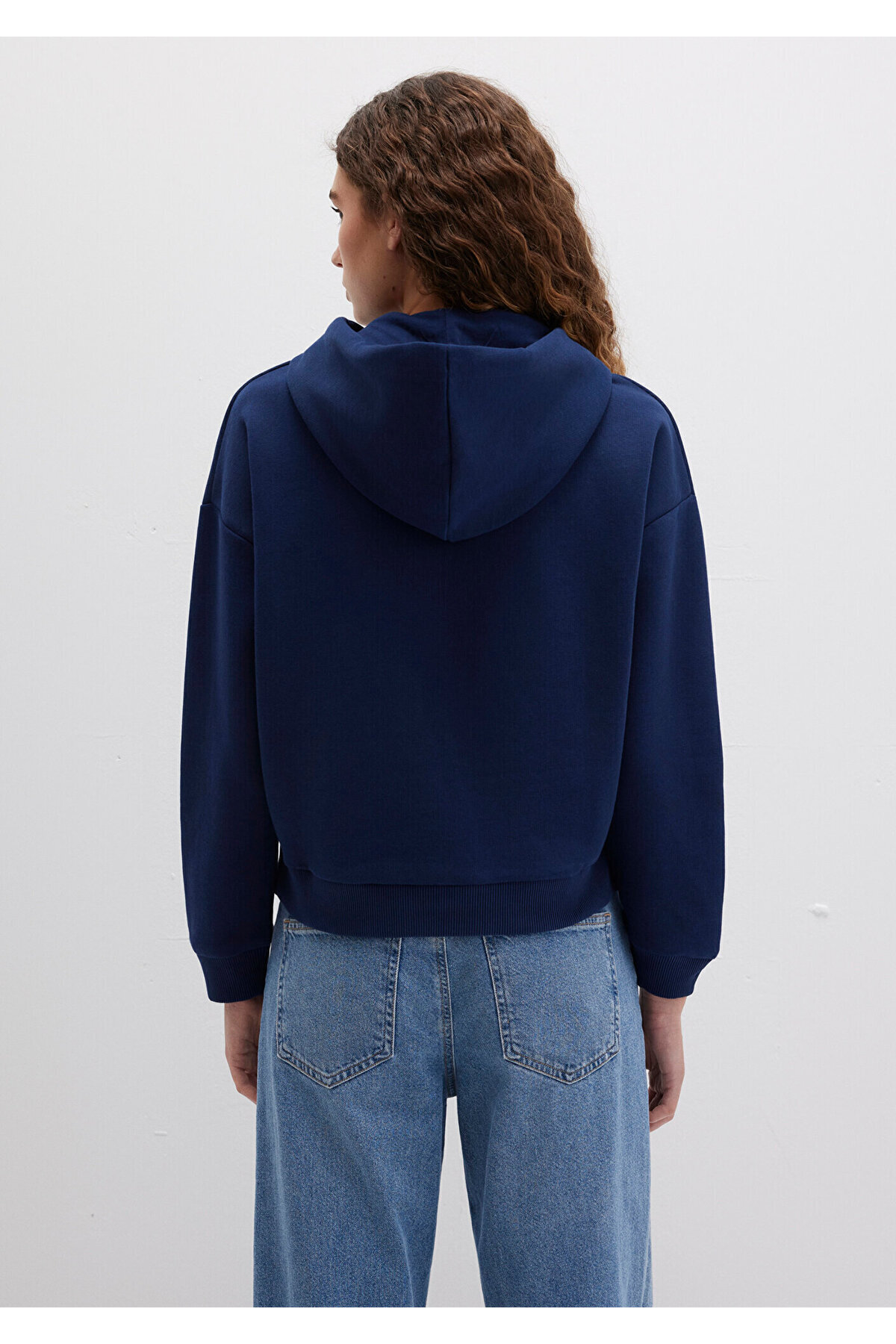 سوئیشرت آبی سرمه ای هودی چاپ شده با لوگو 168334-70488