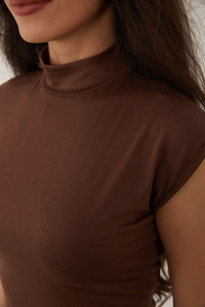 Kadın 3'lü Yarım Balıkçı Yaka Badi Likralı Sıfır Kol Kolsuz Body Image 2