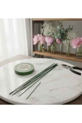 Çiçek Yapım Seti – 2’li Paket (10 ADET ÇİÇEK TELİ 1 ADET ÇİÇEK BANDI) Şönil Yapım Malzemeleri Image 2