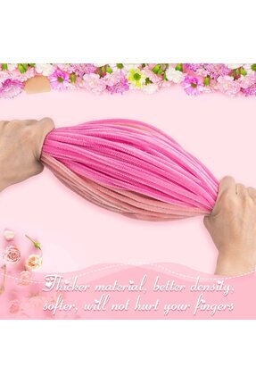 150 Adet 6'lı Şönil Seti Soft Pembe, Sarı, Gül Kurusu, Fuşya, Beyaz, Haki Yeşil ,Çiçek Yapım Tel Image 2