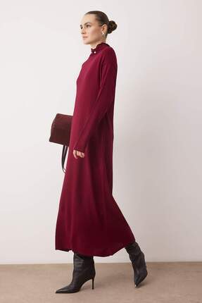 Bordo İnci Aksesuar Detaylı Triko Elbise TCTAW26EB00061 Image 1