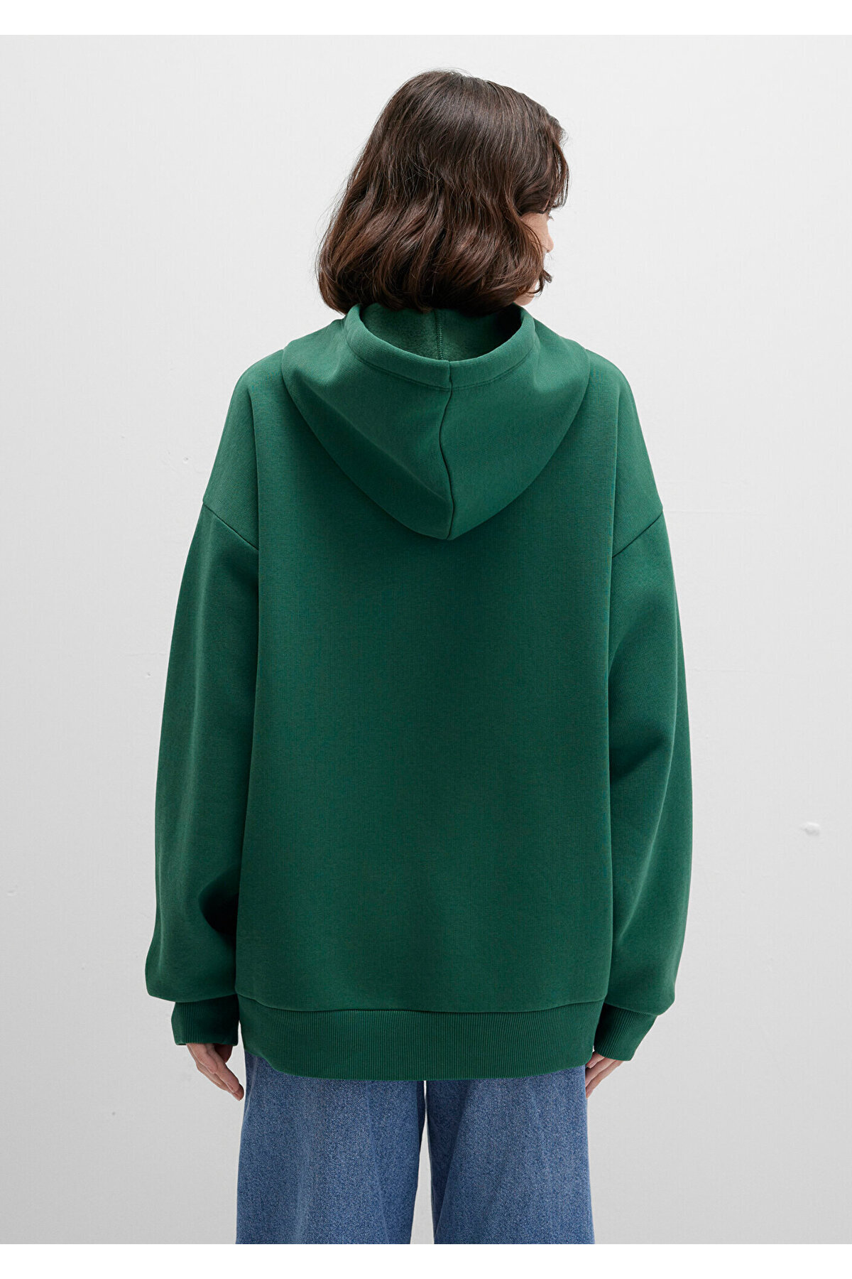 سویشرت سبز کلاهدار چاپ لوگو 1600361-71892