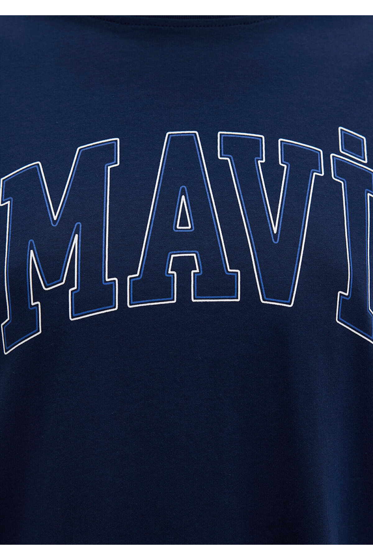 تی شرت آبی سرمه ای چاپ شده با لوگوی منظم / تناسب معمولی 1611193-70488