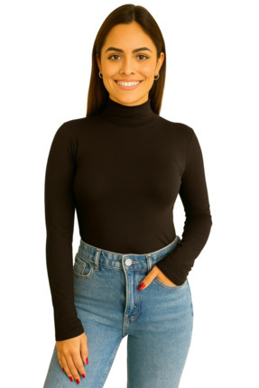 Kadın 4'lü Uzun Kol Body Boğazlı Badi 4 Adet Yarım Balıkçı Yaka Image 1