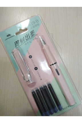 Dolma Kalem Seti Pastel Toz Pembe Renk Ef 0,38mm Uç Kalem 5 Kartuş 619-b Image 1