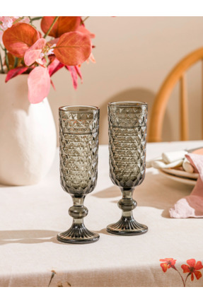 L’Marche Collection LCW HOME Siyah Desenli Ayaklı Cam Bardak Seti 2'li 150 Ml Image 0