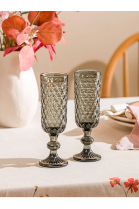 L’Marche Collection LCW HOME Siyah Desenli Ayaklı Cam Bardak Seti 2'li 150 Ml Image 1