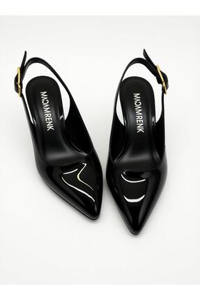 Kadın Sivri Burunlu Topuklu Ayakkabı - Siyah-Parlak Rugan Image 2