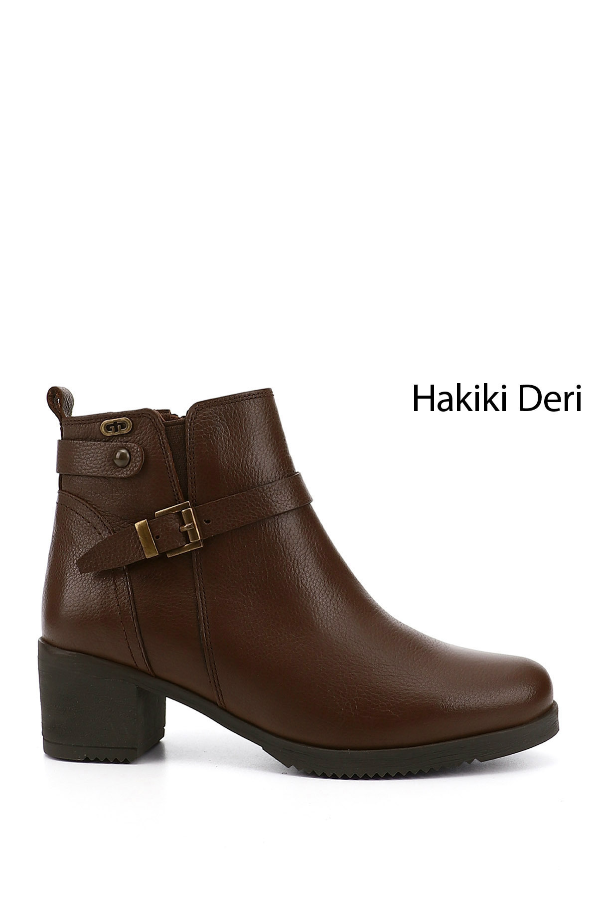 چکمه های چرم اصل زنانه با زیپ پاشنه ضخیم قهوه شناور