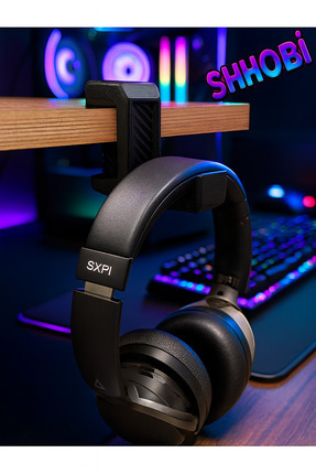 Şık Masa Kenarı Asılabilir Kulaklık Standı - Kulaklık Tutucu Masa Askılığı Gri Siyah Beyaz Image 0