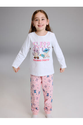 Peak Yeni Sezon Lilo & Stitch Baskılı Kız Çocuk Pijama Takımı Image 0