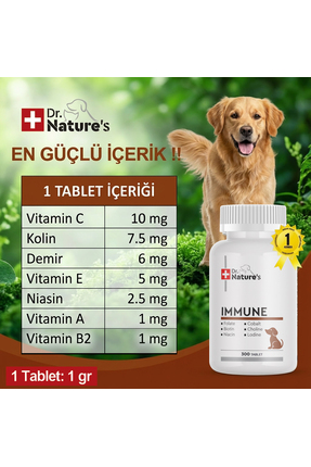 Köpekler İçin Immune & Multivitamin Destek – Bağışıklık Sistemi Güçlendirici (300 Tablet) Image 3
